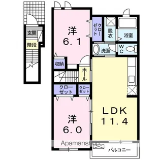 ヴィラ エクレール B【2階】の間取り