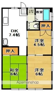 山口ハイツB【1階】の間取り