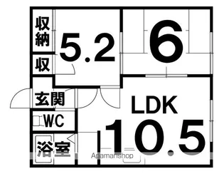 2LDKの間取り画像