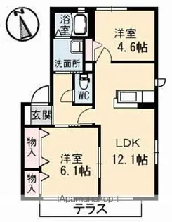 サニーコートB棟【1階】の間取り