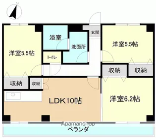 ランドパレス内郷【202号室】の間取り