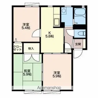 ふぁみーゆ【B203号室】の間取り