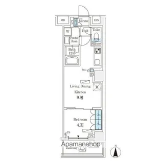 フロンティアレジデンス錦糸公園【4階】の間取り