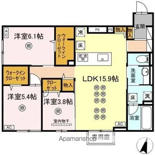 フース ヒュッゲ行橋Ⅱ【1階】の間取り