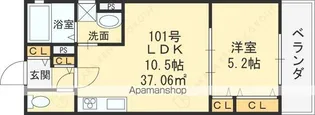 クリエオーレ西三荘【101号室】の間取り