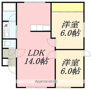 コーポゆかり【1階】の間取り