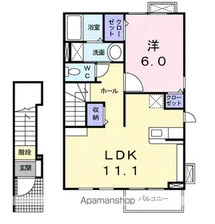 ヴィラ エスポワールⅡ【2階】の間取り