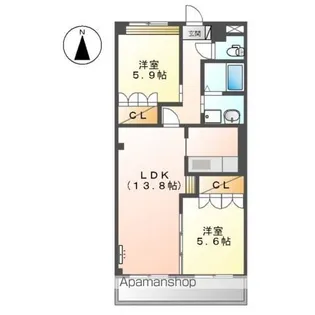 M グレイシャス【203号室】の間取り