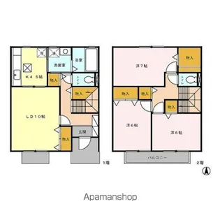長野県松本市野溝西1丁目【テラスハウス】の間取り