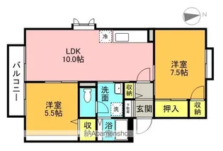 2LDKの間取り画像