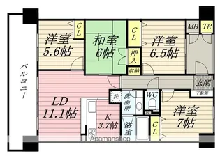 リビンコート問屋町ウエスト【5階】の間取り