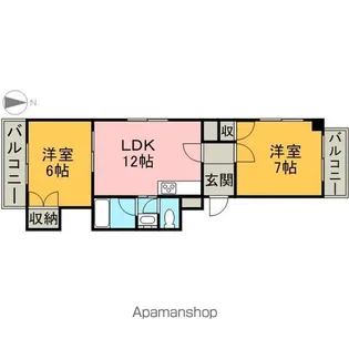 ベルシェ橘【3A号室】の間取り