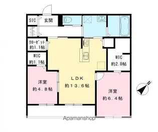 エリーナウエスト【301号室号室】の間取り