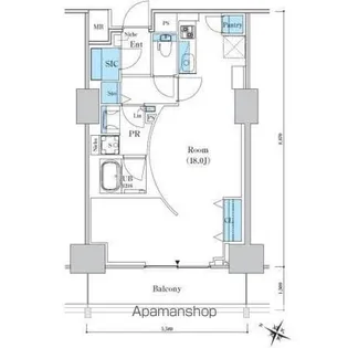 ロイヤルパークスER万代【8階】の間取り