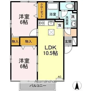 セジュールウメキⅢ【1階】の間取り