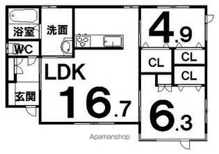 プランドールB【1階】の間取り
