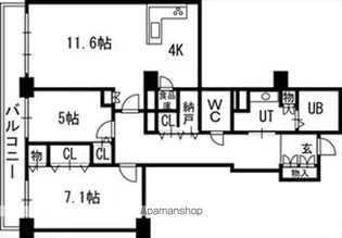 知事公館前タワーレジデンス【26階】の間取り