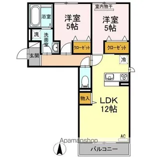 岡山県岡山市北区一宮【アパート】の間取り