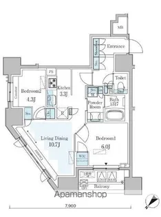 GRAN PASEO横濱関内PREMIUM【7階】の間取り