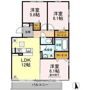 ル・シェール B棟【1階】の間取り