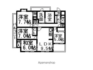 サンライズエモト【203号室】の間取り