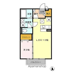 ブロケードリバー B【1階】の間取り