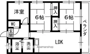 グリーンリーヴス【402号室】の間取り