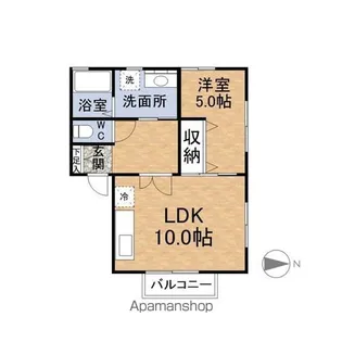 COCOWA松本【105号室】の間取り