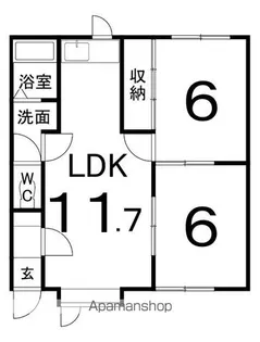 ハイツ七五三【102号室】の間取り