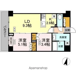 ロイジェント西新井【6階】の間取り