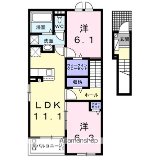 カーザ・フィオーレ錦 Ⅱ【2階】の間取り