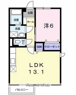 1LDKの間取り画像