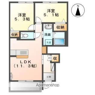 カネイコート日開野【1階】の間取り