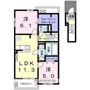 エスポワールB【2階】の間取り