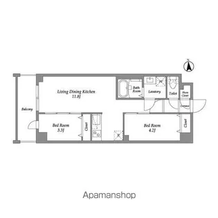 ザ・グラヴィティ新宿【3階】の間取り