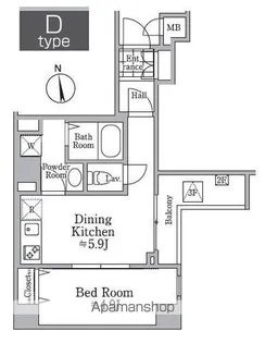 レジディア西小山【1階】の間取り