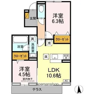 リッシュセゾン E【1階】の間取り