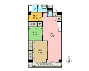 コーポラス白馬【206号室】の間取り