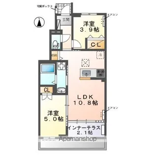 (仮称) 野田市七光台B棟アパート【1階】の間取り