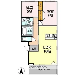 コート・ラベンダー北長瀬【1階】の間取り