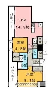 KDXレジデンス大濠ハーバービュータワー【10階】の間取り