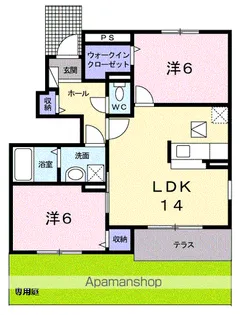 シャル・デ・フルール【1階】の間取り