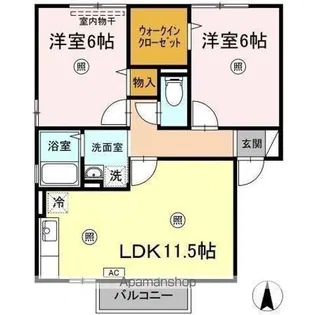 リヴェール Ⅱ棟【II201号室】の間取り