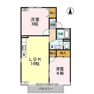 夏梅ビレッジ F棟【2階】の間取り