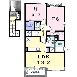 ラララK3 B【2階】の間取り