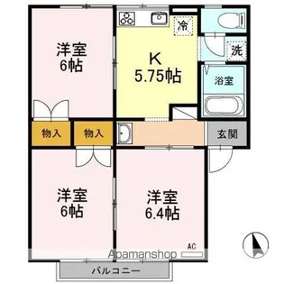 サンロード小山 A【1階】の間取り