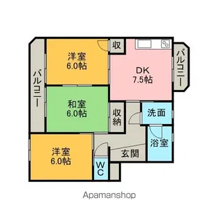 プレミール横山【203号室】の間取り