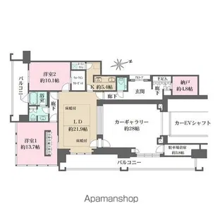 グラングリーン大阪THE NORTH RESIDENCE【15階】の間取り