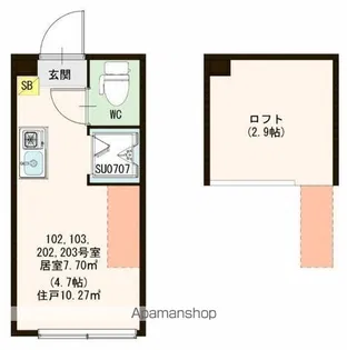 ハーモニーテラス下高井戸Ⅴ【2階】の間取り