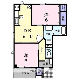 エヴァ グリーン A【1階】の間取り